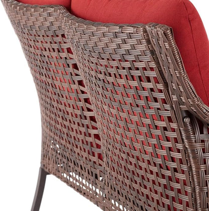 4-Piece Outdoor Conversation Set Includes A Cushioned Loveseat, Two Cushioned Chairs, and A Glass-top Coffee Table