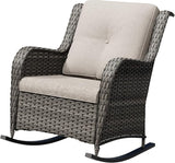 Outdoor Rocking Chair, Wicker Patio Chair with Thickened Olefin Cushions, High Back and Deep Seating - Photo 7