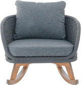 Outdoor Wooden Rocking Chair, Patio Rocking Chair with Soft Cushions & Wood Leg - Photo 3