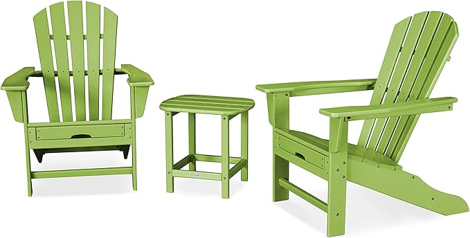 POLYWOOD Palm Coast Ultimate Adirondack Chair 3-Piece Set with Hideaway Ottoman