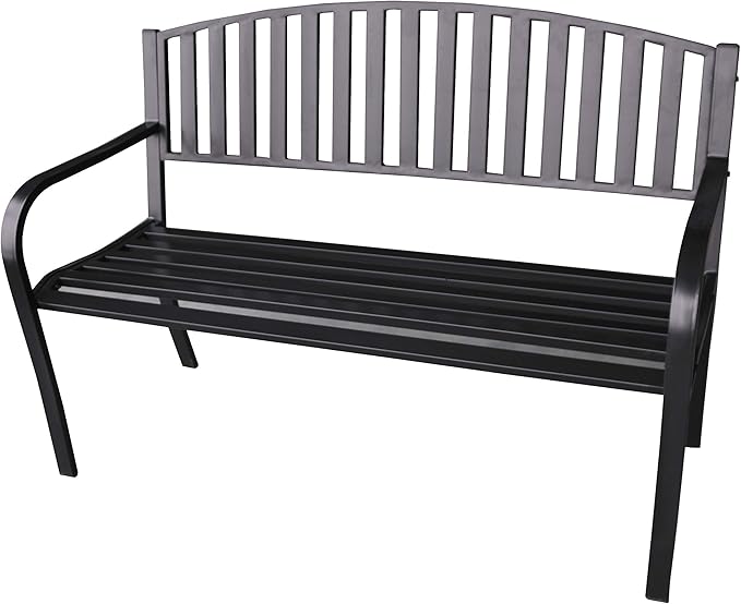 ABBLE 4 Ft. Steel Frame Outdoor Patio Garden Bench 2-Person Loveseats Outdoor Furniture Park Bench