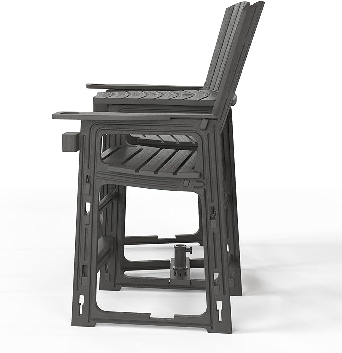 WestinTrends Azura Outdoor Tall Adirondack Chairs with Connecting Table Tray (Set of 2), Gray