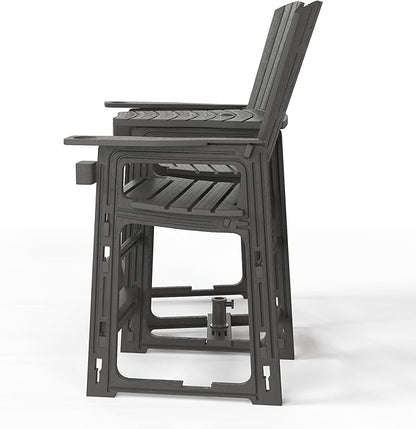 WestinTrends Azura Outdoor Tall Adirondack Chairs with Connecting Table Tray (Set of 2), Gray