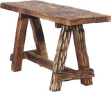 The Urban Port Wooden Garden Patio Bench with Retro Etching, Cappuccino Brown - Photo 8