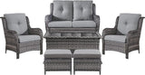Belord 6 Pieces Patio Furniture Set Outdoor Wicker Furniture, 2 Patio Wicker Chairs with 1 Loveseat Sofa - Photo 1