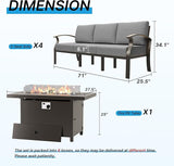 Gotland Aluminum Patio Furniture Set with Fire Pit Table - Photo 2