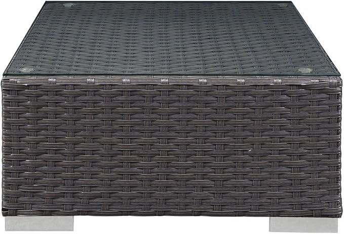 Modway Sojourn Wicker Rattan Outdoor Patio Sunbrella Fabric Ottoman in Canvas Navy - Photo 6