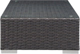 Modway Sojourn Wicker Rattan Outdoor Patio Sunbrella Fabric Ottoman in Canvas Navy - Photo 6
