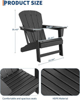 Modern HDPE Plastic Adirondack Chair - Oversize 380 LB Poly Lumber Weather Resistant Firepit Chair - Outdoor Patio - Photo 3