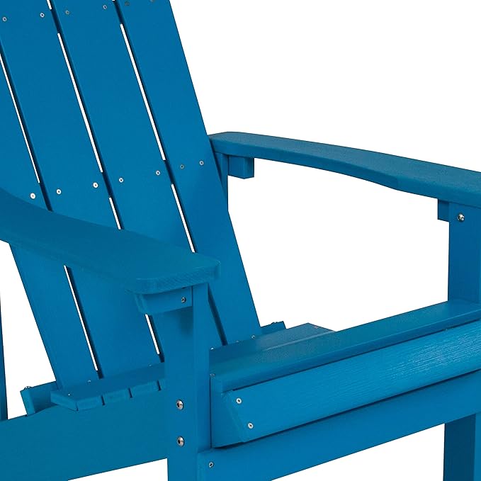 Flash Furniture Charlestown Poly Resin Adirondack Chair - Blue - All Weather - Indoor/Outdoor - Set of 2 - Photo 8