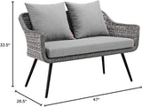 Modway Endeavor Wicker Rattan Aluminum Outdoor Patio Loveseat with Cushions in Gray Gray - Photo 6