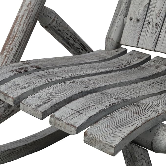 Outdoor Cedar Log Rocking Chair for Adults, Heavy Duty Wooden Porch Rocker with High Back & Ergonomic Slatted Seat, 330 LB Capacity Rocking Chair for Patio, Garden, Balcony, Yard,Gray