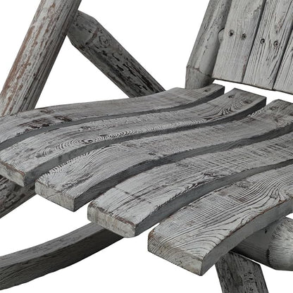 Outdoor Cedar Log Rocking Chair for Adults, Heavy Duty Wooden Porch Rocker with High Back & Ergonomic Slatted Seat, 330 LB Capacity Rocking Chair for Patio, Garden, Balcony, Yard,Gray