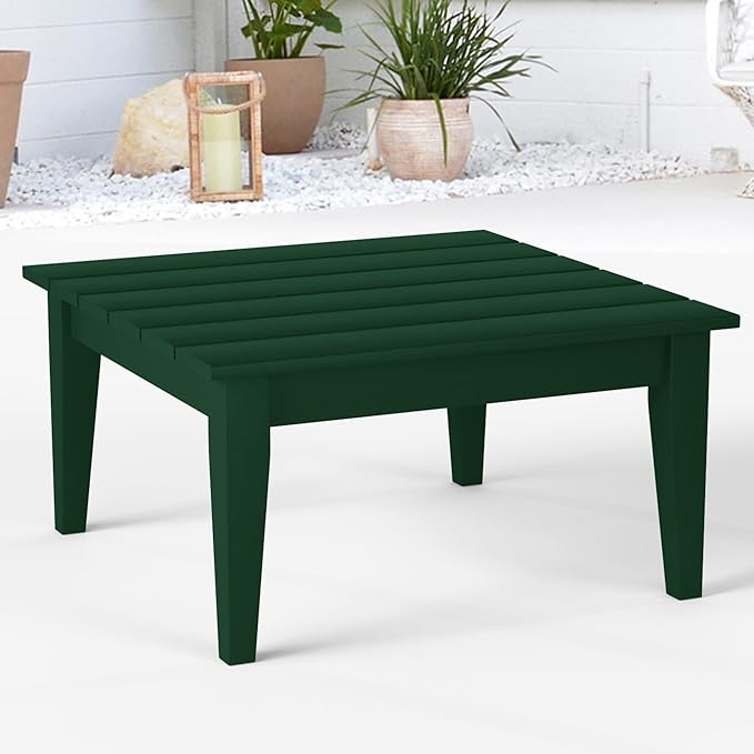 Costaelm Outdoor Side Tables for Patio, Small Patio Conversation Table Weather Resistant Coffee Table, Small Square Table Outdoor End Tables for Porch, Balcony, Poolside, Deck, Dark Green