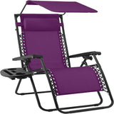 Best Choice Products 30” Wide Folding Zero Gravity Outdoor Recliner Patio Lounge Chair w/Adjustable Canopy Shade - Photo 1
