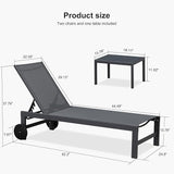 PURPLE LEAF Patio Chaise Lounge Set for 4 Outdoor Pool Lounge Chairs with Adjustable Backrest and Side Tables Aluminum - Photo 3