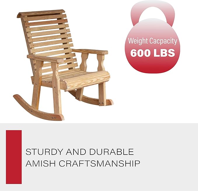 Amish Heavy Duty 600 Lb Roll Back Pressure Treated Rocking Chair (Unfinished)
