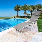 Tangkula Outdoor Folding Chaise Lounge Chair, Lightweight Recliner Chair w/ 7 Adjustable Backrest Positions - Photo 2