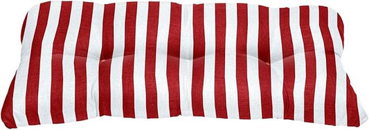 BrylaneHome Tufted Bench Cushion - 45.5" L x 19" W x 3" H- Patio & Outdoor - Water, Stain & Fade Resistant - Classic Red Cabana