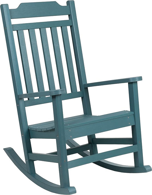 Flash Furniture Winston All-Weather Poly Resin Rocking Chair in Teal