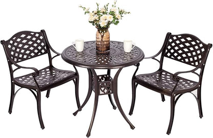 YUSING 3 Piece Outdoor Patio Bistro Set,31" Bistro Dining Table and 2 Backyard Garden Chairs,Furniture Set for Kitchen,Garden,Yard