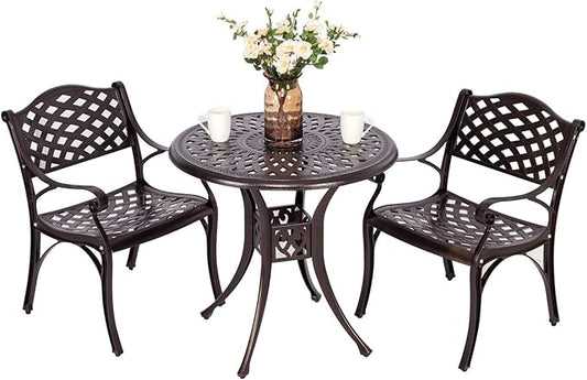 YUSING 3 Piece Outdoor Patio Bistro Set,31" Bistro Dining Table and 2 Backyard Garden Chairs,Furniture Set for Kitchen,Garden,Yard
