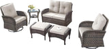 6 Pieces Patio Wicker Furniture Set-Outdoor Swivel Chairs Set of 2 Outdoor Glider Love seat with Outdoor Footstool - Photo 2