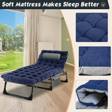 MOPHOTO Folding Lounge Chair 5-Position, Folding Cot, Portable Outdoor Chaise Lounge Chair for Sun Tanning - Photo 4