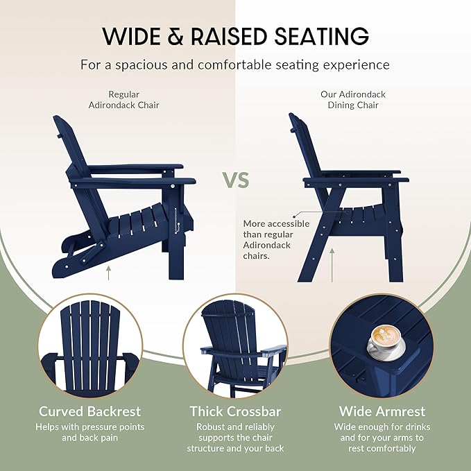 WestinTrends Dylan Outdoor Patio Shell-Back Adirondack Dining Chair Weather Resistant Navy Blue