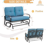 JY QAQA Patio Outdoor Metal Gliders Rocking Bench, Garden Porch Furniture Glider, Wrought Iron Chair Set with Cushion - Photo 3