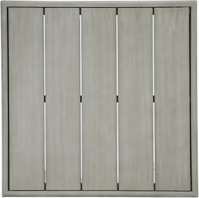Christopher Knight Home Nicholas Outdoor Small Coffee Table, Slat Panel Square Side Table, Acacia Wood Side Desk for Backyard Balcony Garden, Weather Resistant Patio End Table, Light Grey