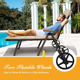 Tangkula Foldable Lounge Chair Outdoor, Wicker Chaise Lounge with Aluminum Frame - Photo 6