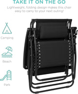 Best Choice Products 30” Wide Folding Zero Gravity Outdoor Recliner Patio Lounge Chair w/Adjustable Canopy Shade - Photo 8