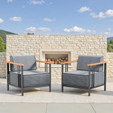 10-inch Thick Cushion Outdoor Furniture Set, 2-Piece Patio Chair Set, Made of PE Material with Wood Grain armrests - Photo 1