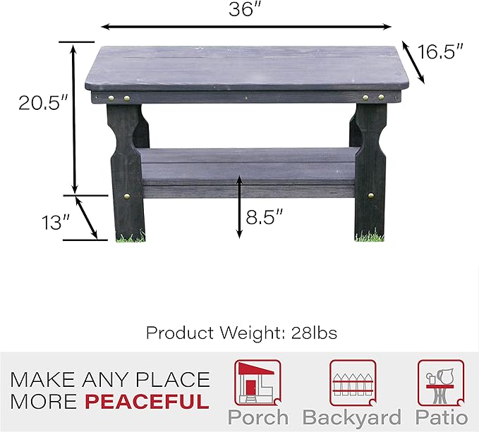 Amish Casual Heavy Duty Pressure Treated Wood Coffee Table in Semi-Solid Black Stain - Crafted from Solid Pine by Amish Craftsmen in The USA