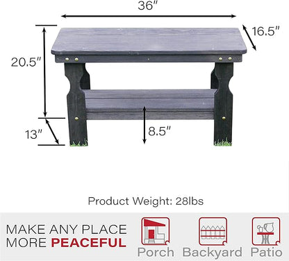 Amish Casual Heavy Duty Pressure Treated Wood Coffee Table in Semi-Solid Black Stain - Crafted from Solid Pine by Amish Craftsmen in The USA