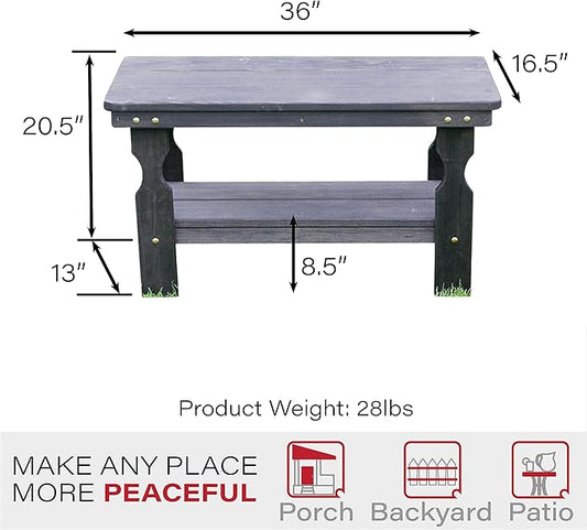 Amish Casual Heavy Duty Pressure Treated Wood Coffee Table in Semi-Solid Black Stain - Crafted from Solid Pine by Amish Craftsmen in The USA