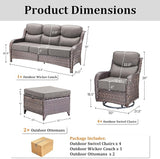 Luxury High Back Patio Furniture Set with 6-Inch Thick Cushions, 7-Pieces Outdoor Furniture with Swivel Chairs - Photo 9