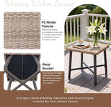 Outdoor Wicker Side Table Small Square Patio Rattan Table Adopt Sturdy Galvanized Steel Frame Powder-Coated Legs - Photo 4