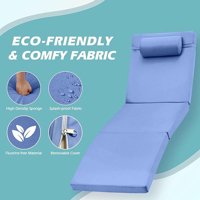 Chaise Lounge Chairs Outdoor Set of 2, Comfy Outside Wicker Patio Pool Lounge Chair w/ 5 Adjustable Back Angle - Photo 5