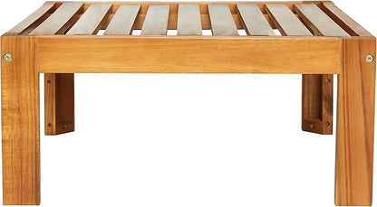Quarte 5 Piece Outdoor Acacia Wood Sofa Set, X-Back Frames Design, Sectional Sofa Seating Group Set with Cushions