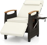 LDAILY Moccha Wicker Outdoor Recliner Chair - Rattan Lounge Chair with Adjustable Backrest & Footrest, Flip Side Table - Photo 9