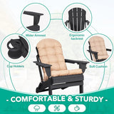 Adirondack Chairs Set of 2 with Cushions & Cup Holders, HDPE Weather Resistant Folding Adirondack Chair for Adults - Photo 4