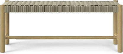 SIMPLIHOME Dahlia SOLID ACACIA WOOD 18 inch x 46 inch Contemporary Outdoor Indoor Bench in Natural Taupe for the Garden
