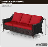 Joyside Patio Sofa - 3 Seater Rattan Sofa, All Weather High Back Sofa - Photo 2