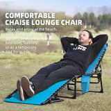 Patio Lounge Chair Folding Chaise Bed - Heavy-Duty 400lb Capacity Portable Adjustable Recliner w/Pillow for Pool - Photo 5