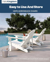 White 6-Piece Folding Adirondack Chair Set with Cup Holders, Ottomans, Side Table & Beige 9FT Patio Umbrella with Base - Photo 8