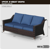 Joyside Patio Sofa - 3 Seater Rattan Sofa, All Weather High Back Sofa - Photo 2