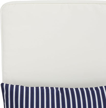 SAFAVIEH Outdoor Collection Palmdale Grey Solid Wood/Beige Cushion with Striped Pillow Chaise Lounge Chair (PAT7015F)