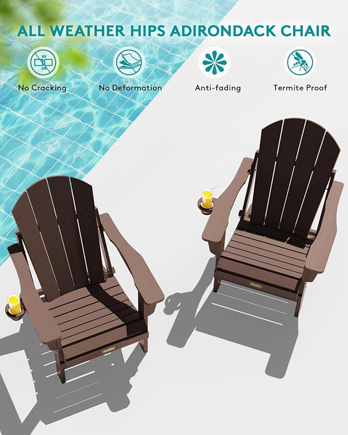 SERWALL Folding Adirondack Chair Set of 2 - Photo 9
